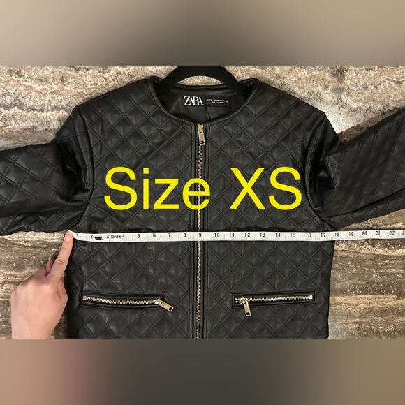 ZARA FAUX LEATHER CROPPED QUILTED JACKET - Picture 11 of 14